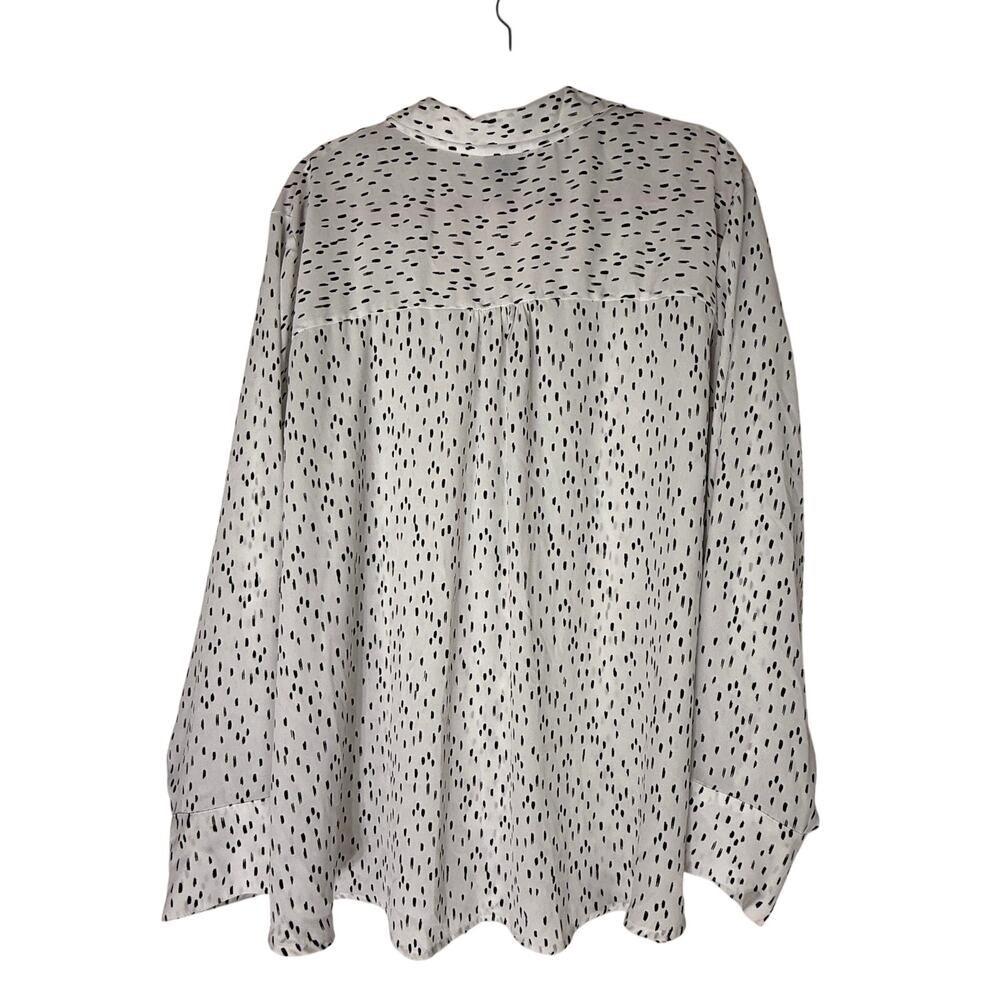 Worthington Woman White & Black Long Sleeve V-neck Collar Blouse Top Size 4X - Picture 5 of 10